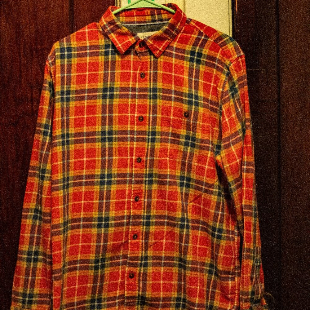 Aeropostale Men's Orange Checkered Shirt